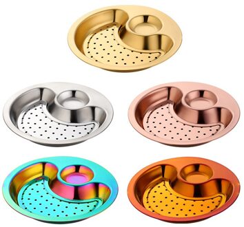 Ontbijt Diner Gerechten Coloful Ronde Plaat Voedsel Snacks Sushi Steak Plaat Milieuvriendelijke Servies Voor Keuken Hotel Familie School goud