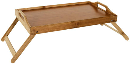Ontbijt op bed / laptop tafeltje / dienblad op pootjes - 45 x 30 x 17 cm - bamboe hout - serveer tra
