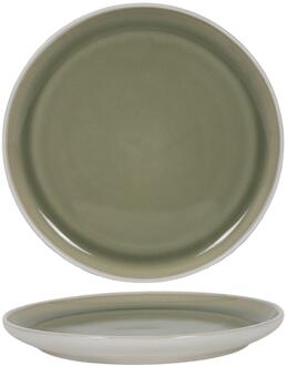 Ontbijtbord matwit/groen Ø21,4cm 6 stuks