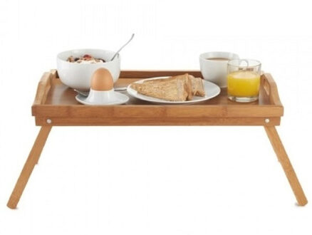 Ontbijttafel - Dienblad met Poten - 48 x 30 cm - Bamboe - Dienbladen Bruin