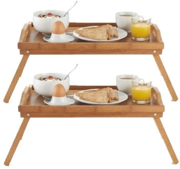 Ontbijttafel - Set van 2x stuks - Dienblad met Poten - 48 x 30 cm - Bamboe