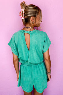 Ontspannen Korte Jumpsuit Turquoise