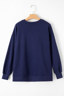 Ontspannen Pasvorm Crew Neck Sweatshirt Donkerblauw