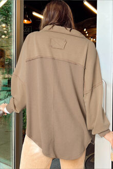 Ontspannen Pasvorm Wafelstructuur Shirtjack - maat M Bruin