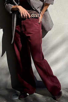 Ontspannen Wijde Pijpen Jeans Donkerrood