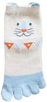 Ontworpen 1 Paar Kinderen Dier Teen Sokken Vijf Vinger Teen Sokken Katoen Ademend Polyester Lente Grappige Sokken #529 lucht blauw