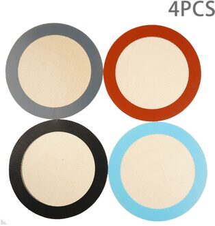 Onuobao Macaron Siliconen Bakken Mat Oven Pad Huishoudelijke Cookie Bean Rookwolken Zwarte Ronde Vierkante Non Stick Bakpan Oven Non stok 4stk-4 kleuren-ronde