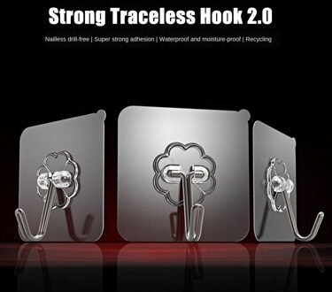 Onuobao Sterke Traceless Haak Transparant Wasbare Nail-Gratis Zonder Ponsen Sterke Dragende Haken 1Pcs 50stk