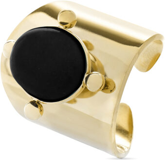 Onyx ring afgewerkt in 18K geel goud - Rhumo Zwart