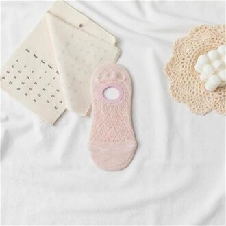 Onzichtbare Snoep Katoen Ademende Sokken Vrouwen Zomer Meisjes Casual Korte Ankle Boot Low Cut Dame Sox Holle Mesh Ademende Sokken khaki 1 paar