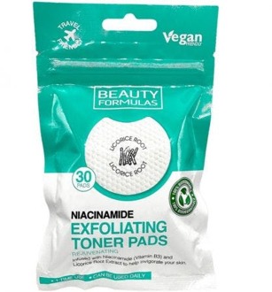 Oogmasker Beauty Formulas Niacinamide Exfoliating Toner Pads 30 st