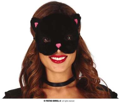Oogmasker Kat Pluche Zwart/Roze Zwart, Roze