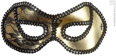 Oogmasker zwart/goud met kant op ogen Goud - Brons
