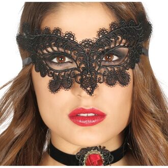 Oogmasker - zwart kant - dames - gemaskerd bal masker Zilver