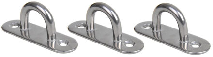 Oogplaat/aanlegring - 3x - oogplaat 8 x 2.5 cm - rvs - vastzetplaat