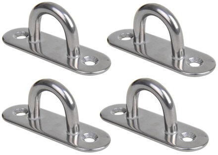 Oogplaat/aanlegring - 4x - oogplaat 8 x 2.5 cm - rvs - vastzetplaat