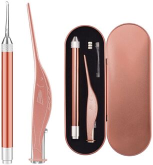 Oor Pick Set Lichtgevende Oor Lepel Pincet Ear Wax Removal Tool Led Light Earpick Opbergdoos Baby Oor Schoonmaken Zorg kit GD2
