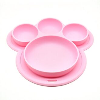 Oor Poot Peuter Plaat Draagbare Baby Platen Voor Peuters En Kinderen Bpa-vrij Vaatwasser En Magnetron Veilig Siliconen Placemat Roze