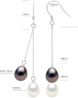 Oorbellen - 2 Echte GeCultiveerde Parel Ovaal 8-9 mm Wit