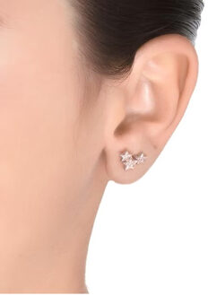 oorbellen, 925 sterling zilver en glanzende zirkonia familie met 18K roségoud vergulde afwerking Wit