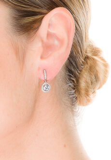 oorbellen, 925 sterling zilver, gusu en glanzende zirkonia met gerhodineerde afwerking - One Size