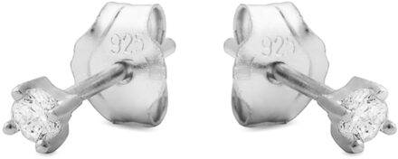 oorbellen, basis 925 sterling zilver en glanzende zirkonia met gerhodineerde afwerking - One Size