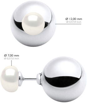 Oorbellen Beide ZIJDES Echte Gecultiveerde Zoetwaterparels 7 mm Wit - One Size