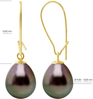 Oorbellen Echt Gecultiveerde Tahiti Parel Peer 9-10 mm Geel - One Size