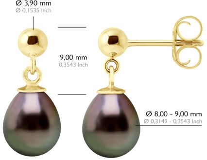 Oorbellen Echte Cultiveerde Tahiti Parel Pear 8-9 mm Geel