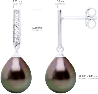 Oorbellen Echte Gecoesterde Tahiti Peren Parel 8-9 mm Zwart