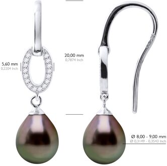 Oorbellen Echte Gecultiveerde Tahiti Parels Peer 8-9 mm Zwart