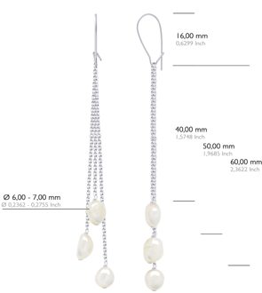 Oorbellen Echte Gecultiveerde Zoetwater Peren Barok 6-7 mm Wit