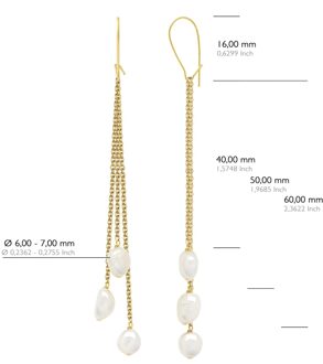 Oorbellen Echte Gecultiveerde Zoetwaterparels Barok 6-7 mm Geel - One Size