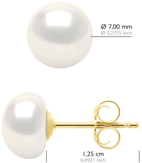 Oorbellen Echte Gecultiveerde Zoetwaterparels Knop 7-8 mm Geel
