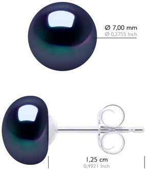 Oorbellen Echte Gecultiveerde Zoetwaterparels Knop 7-8 mm Zilver - One Size