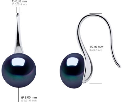 Oorbellen Echte Gecultiveerde Zoetwaterparels Knop 8-9 mm Zwart