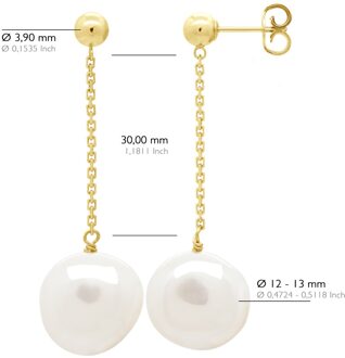 Oorbellen Echte Gekweekte Zoetwater Parel Barok 11-12 mm Wit - One Size
