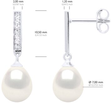 Oorbellen Echte Gekweekte Zoetwater Parel Parel 7-8 mm Wit