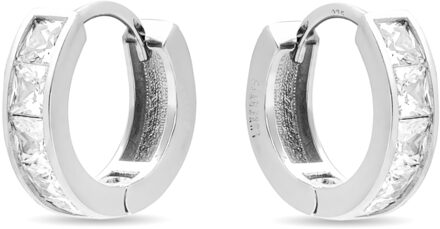 oorbellen, essentieel in 925 sterling zilver en gerhodineerd, fonkelende cubic zirkonia - One Size