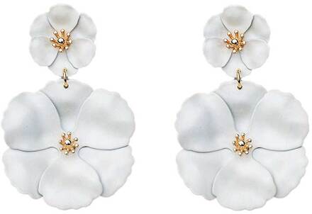 Oorbellen Flower Double  wit - One Size,