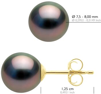 Oorbellen Geel Goud 375 - Echte Gecultiveerde Tahiti Parels Semi Rond 7,5-8 mm - One Size