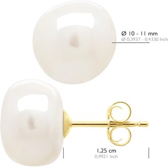 Oorbellen Geel Goud - Echte Gecultiveerde Zoetwaterparels Barok 10-11 mm