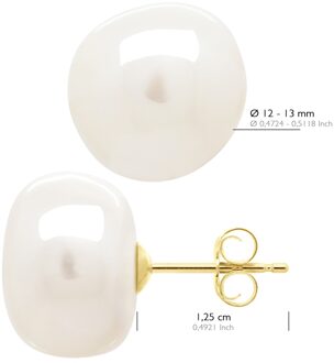 Oorbellen Geel Goud - Echte Gecultiveerde Zoetwaterparels Barok 12-13 mm - One Size