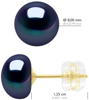 Oorbellen Geel Goud - Echte Gecultiveerde Zoetwaterparels Knop 8-9 mm - One Size