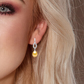 Oorbellen Hooks Zoetwater Parels 8-9mm Golden Pears Jewellery 925 Goud