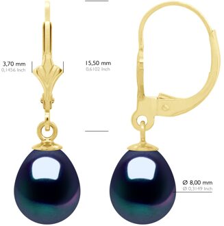 Oorbellen in Geel Goud 375 en Echte Gecultiveerde Zoetwaterparel Paar 8-9 mm