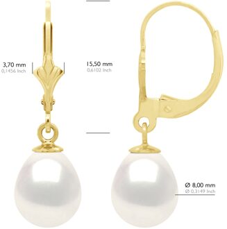 Oorbellen in Geel Goud 375 en Echte Gecultiveerde Zoetwaterparels Paar 8-9 mm - One Size