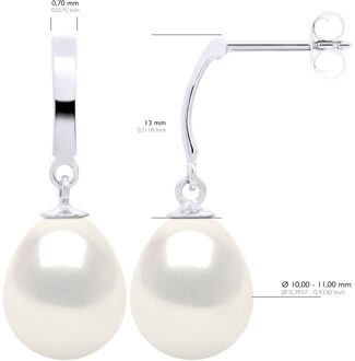 Oorbellen in Wit Goud 375 en Echte Gecultiveerde Zoetwaterparels Parel 10-11 mm