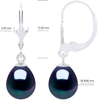 Oorbellen in Wit Goud 375 en Echte Gecultiveerde Zoetwaterparels Parel 8-9 mm Zilver - One Size