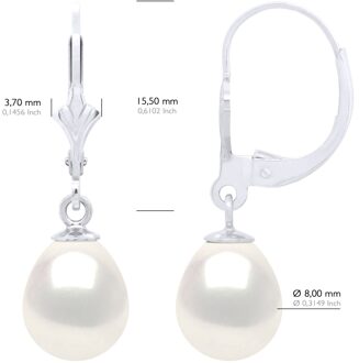 Oorbellen in Wit Goud 375 en Echte Gecultiveerde Zoetwaterparels Parel 8-9 mm
